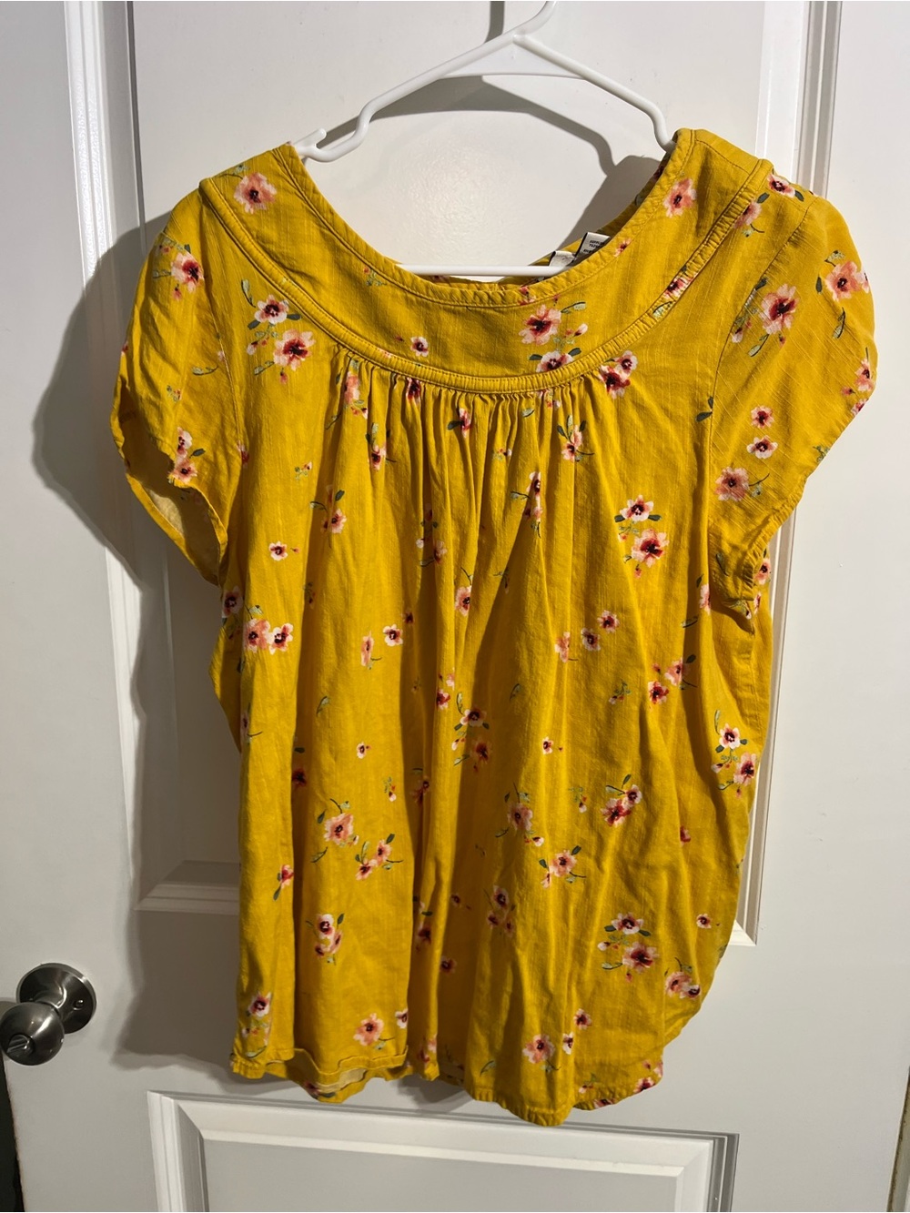 St. John's Bay Yellow Floral Short SleeveTop